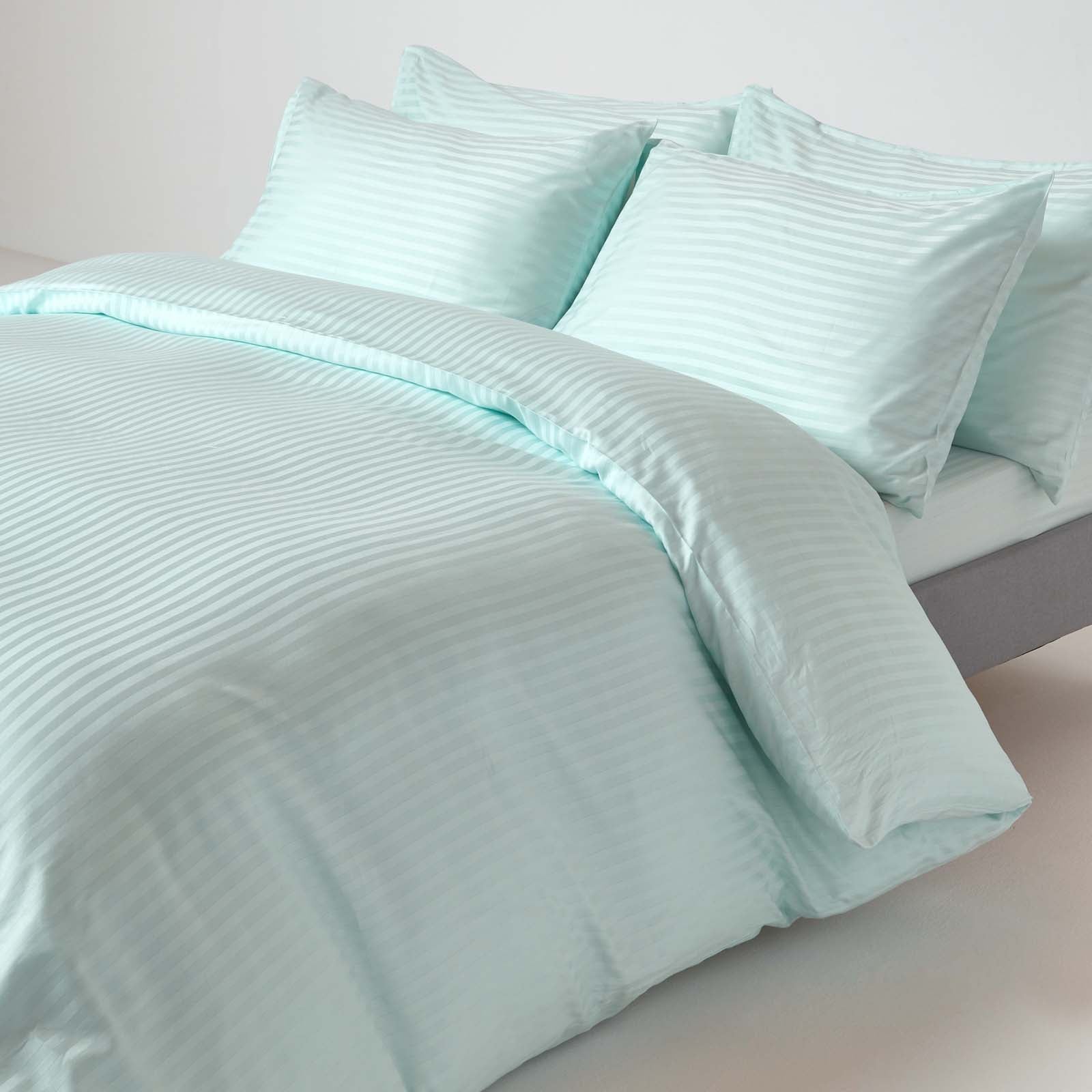 Egyptian Cotton Satin Stripe Flat Sheet 330 Tc | Super King | Blue