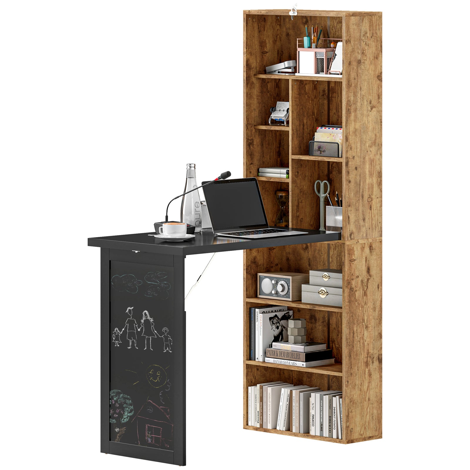 Convertible Desk W/ Blackboard Multi-function Computer | Brown
