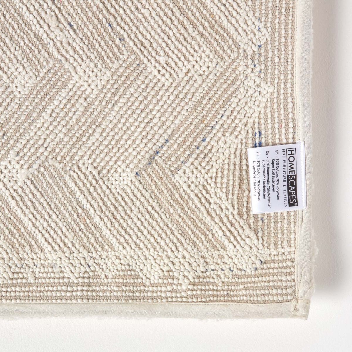 Chevron Geometric Pattern Thick Bathmat | 50 x 80cm | White