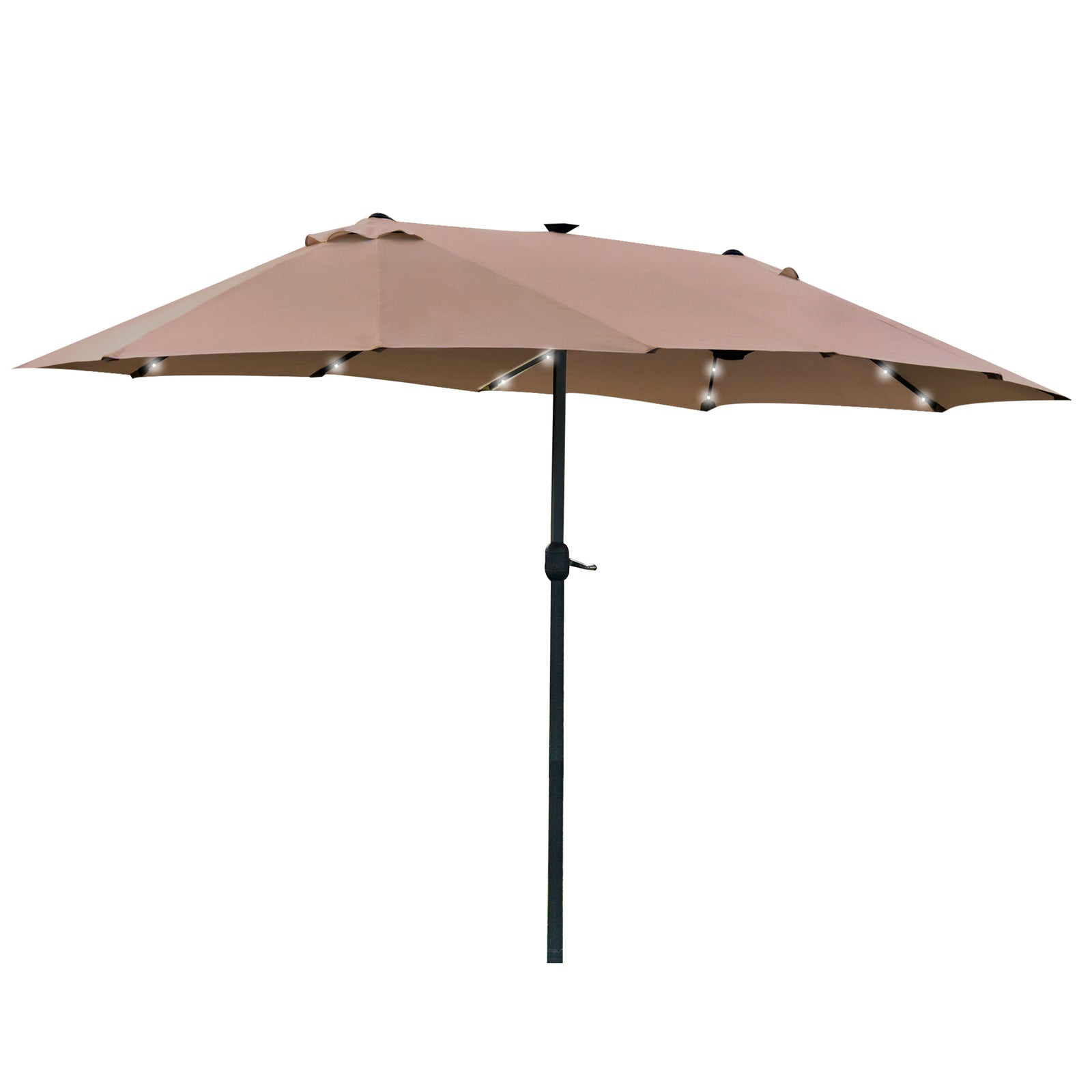4.4m Double-sided Patio Parasol W/ Led Solar Lights | Khaki