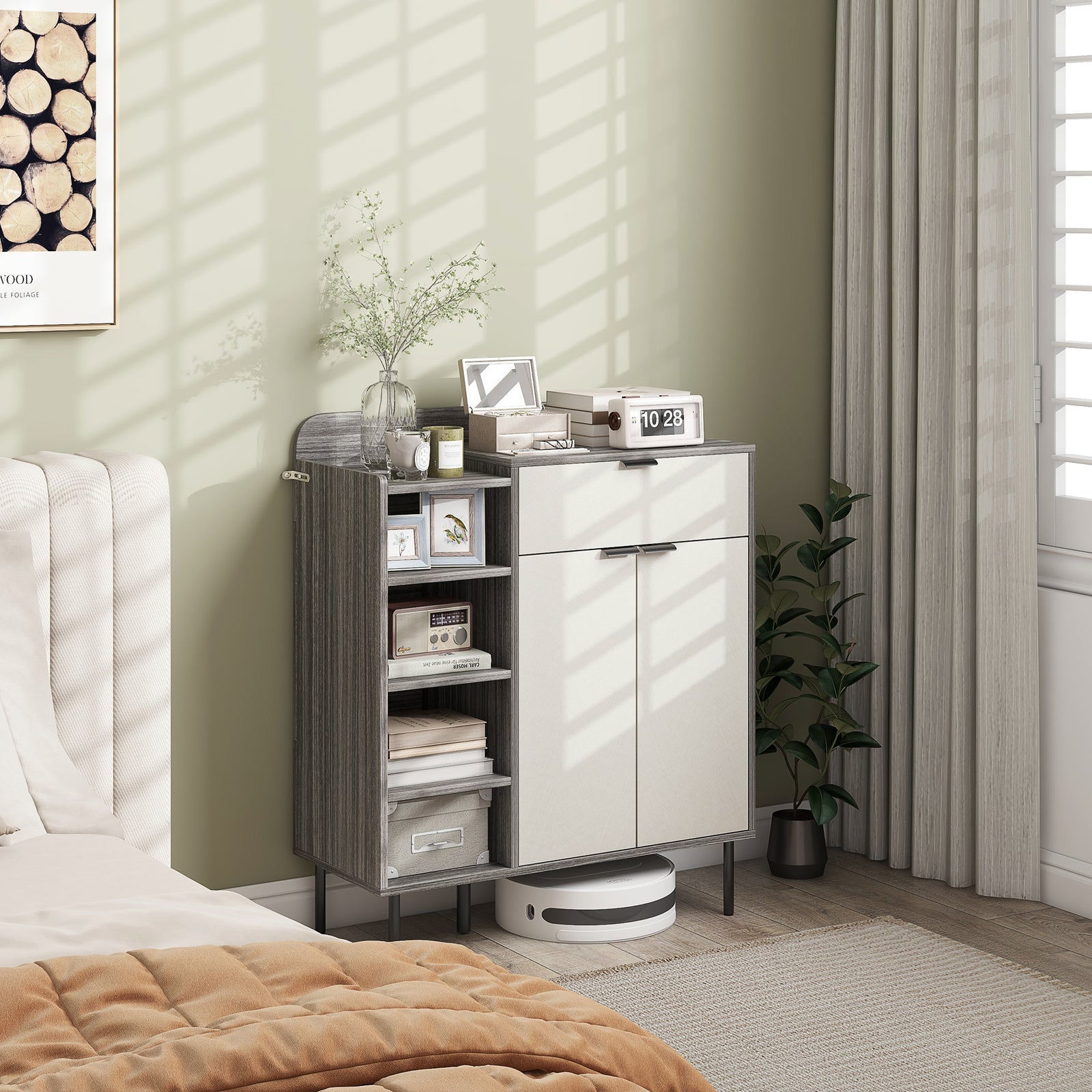 Hallway Shoe Cabinet With 3 Adjustable Shelves Graphite
