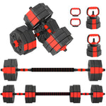 4-in-1 Adjustable Weight Dumbbells Set, Free Weights | 30kg | Red