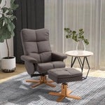 Recliner Chair And Footstool Pu Leather Wooden Base | One Size | Brown