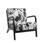Cow Print Accent Armchair With Soft Fleece Upholstery, Modern Lounge Chair With Armrests