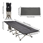Folding Camping Cot With Mattress & Headres，wide Outdoor Camp Bed For Travel Hiking Indoor Use | Black