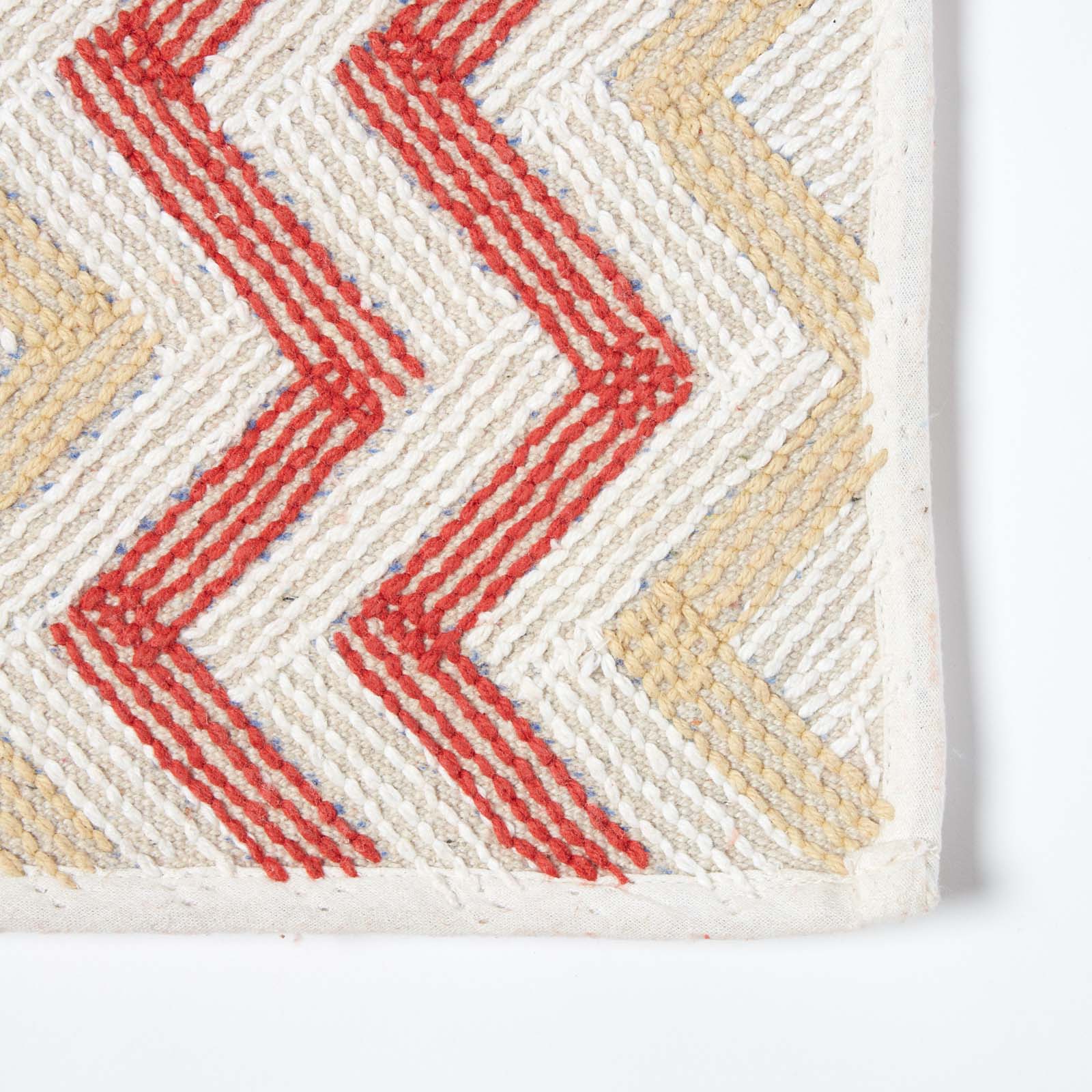 Chevron Cotton Bath Mat | 50 x 80cm | Orange & White