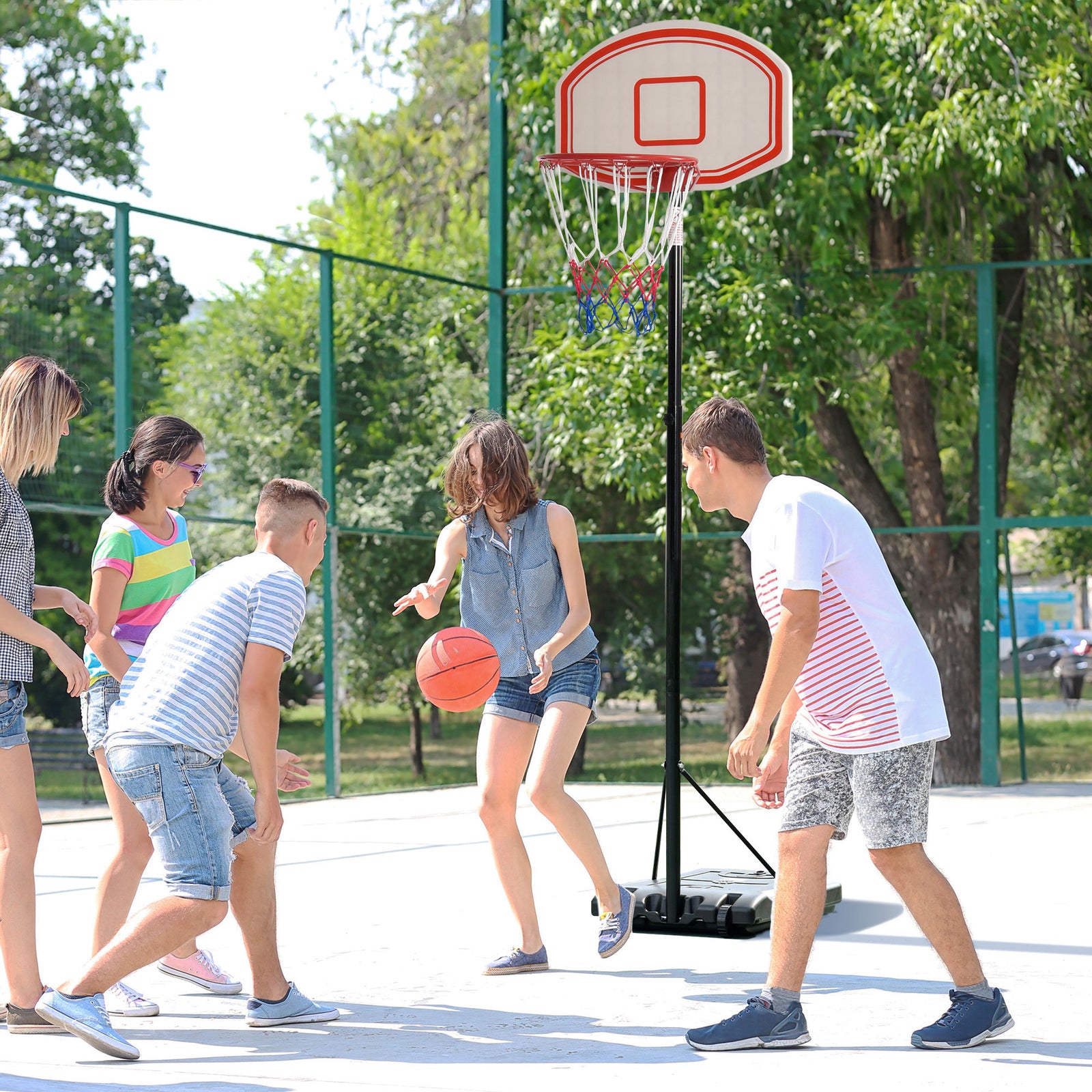 Portable Basketball Stand 175-215cm Hoop Base Net | Black