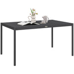 145cm Garden Table For 6, Slatted Aluminum Top, Dark Grey