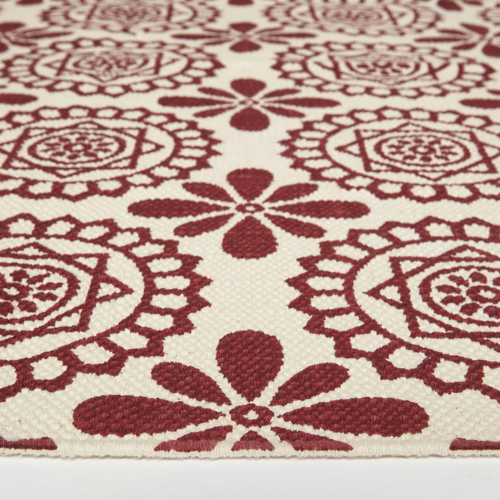 Cassia Red Cotton Geometric Rug | 120cm x 180cm | Red