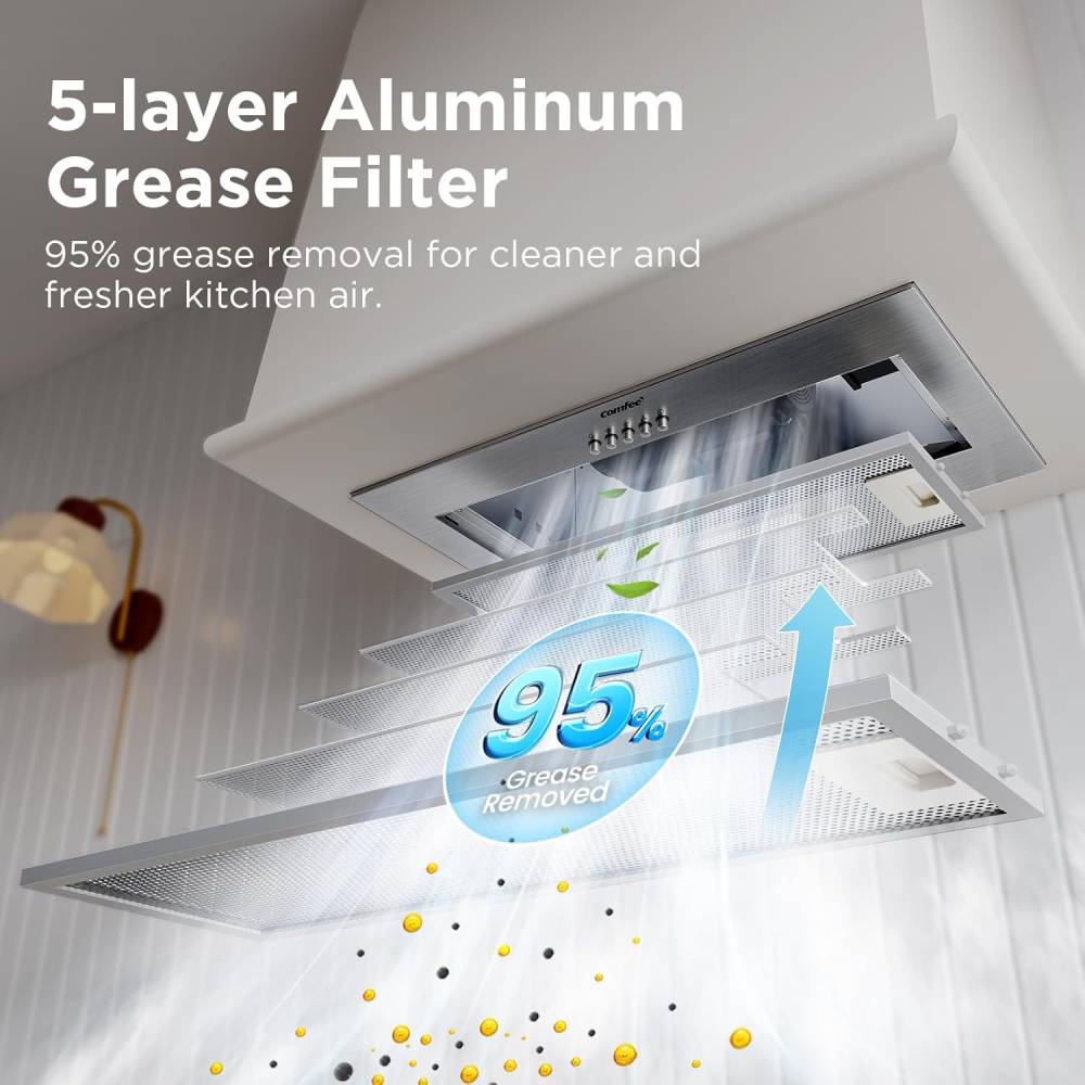 52cm Metal Insert Range Hood Cooker Extractor With 3-speed Modes