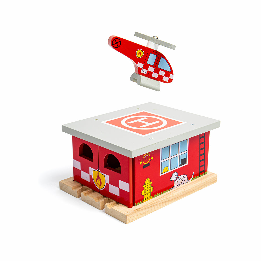 Fire Station Train Engine Shed for Wooden Train Sets