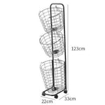 3-tier Iron Rolling Laundry Basket With Wheels