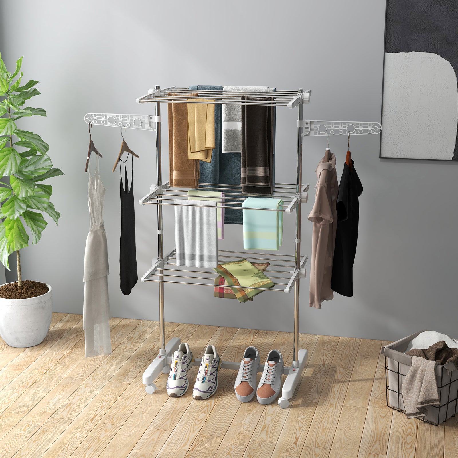 3/4 Tier Clothes Airer Stainless Steel Clothes Drying Rack | Medium | White
