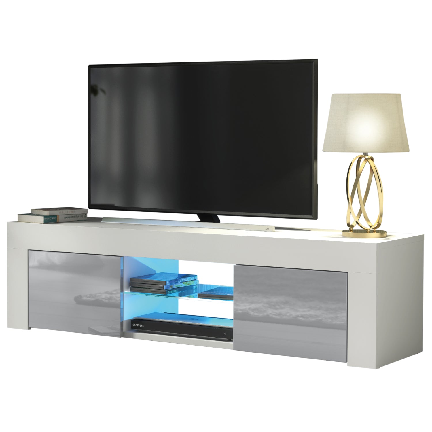 Loom Tv Unit 130cm With Led Lights | Grey