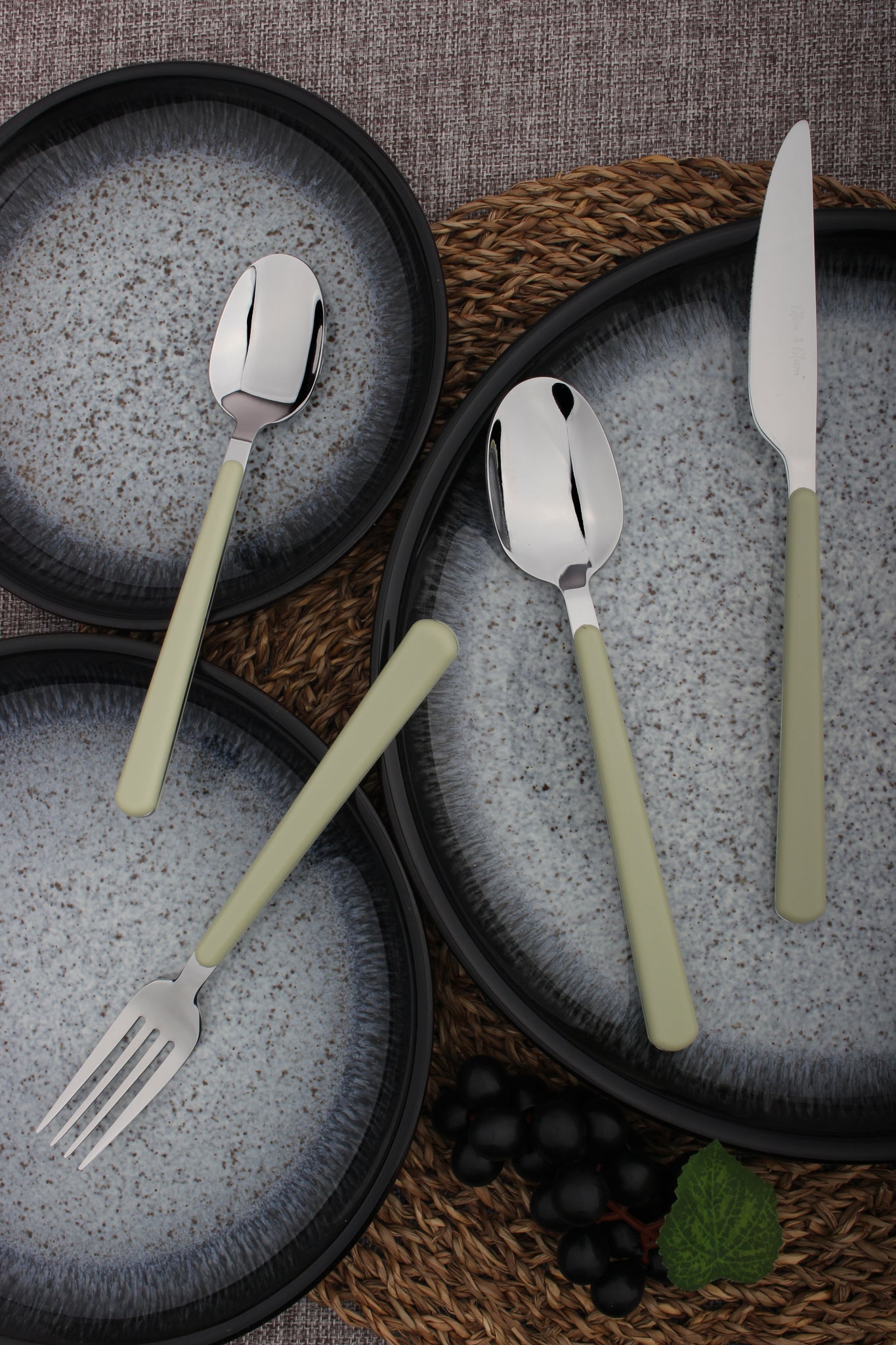 Cutlery Sets Stainless Steel Olive Green Abs Handle 24 Piece Set | One Size | Green