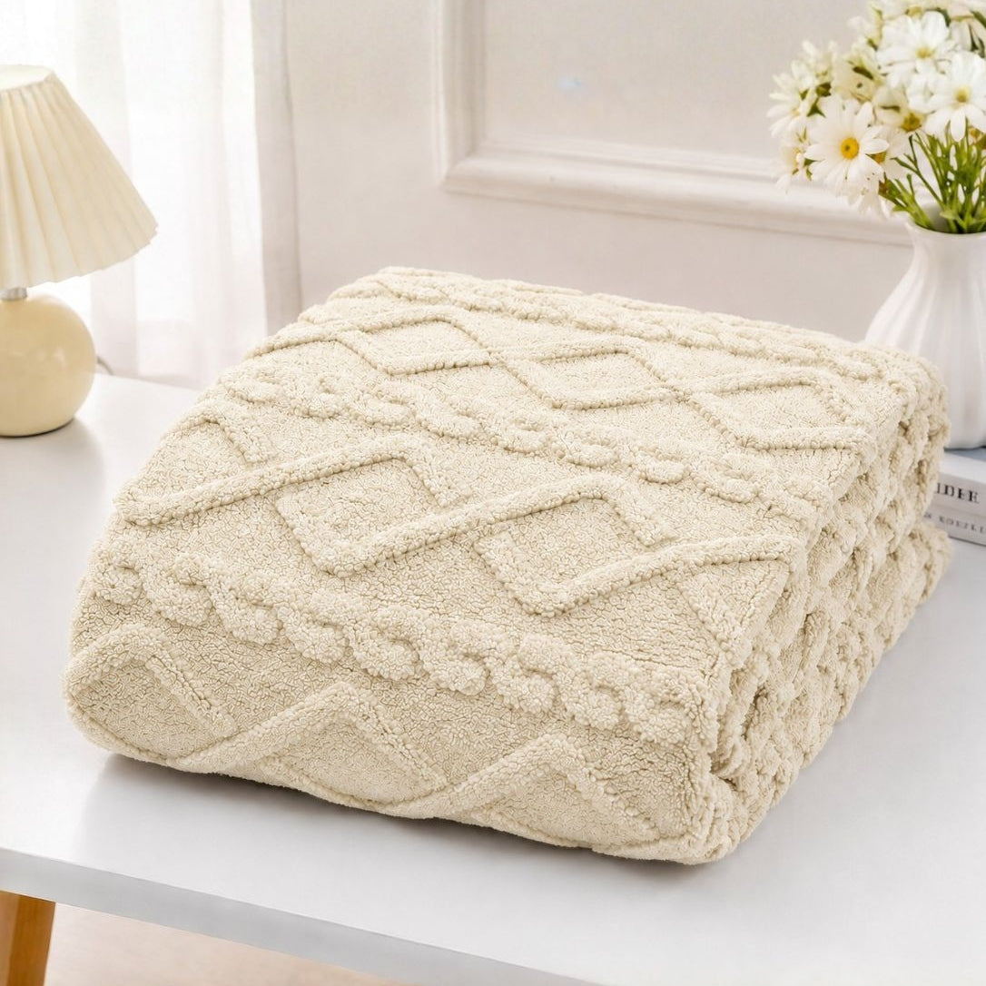 Textured Cable Throw Blanket – Soft Cosy Decorative Throw 150 X 200cm | 150cm x 200cm | Natural