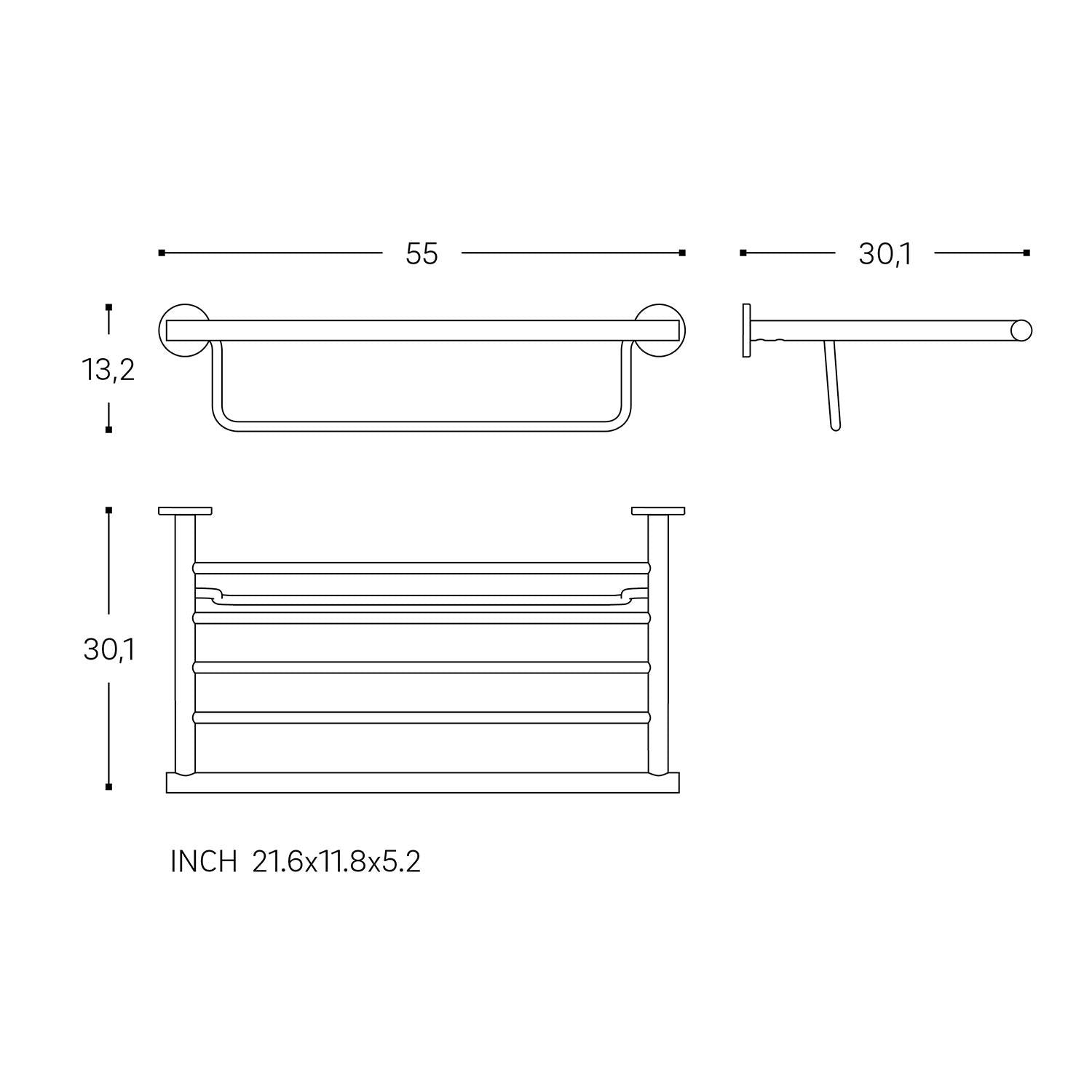 Towel Rack Shelf Matt Black Architect Sp (56cm)