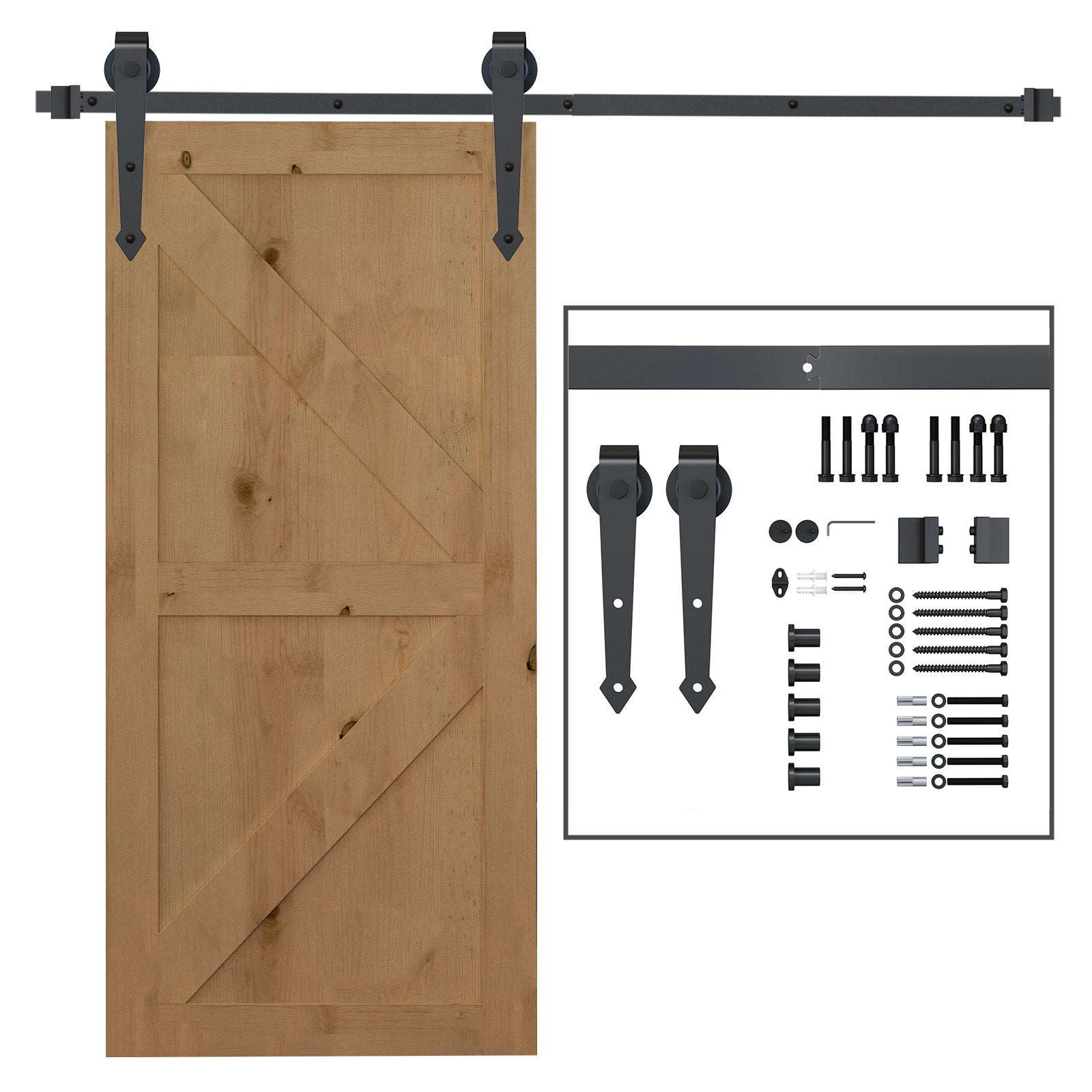 Sliding Wood Barn Door Track System Kit Hardware Set