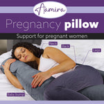 J Shaped Pregnancy Pillow, 140x70x20cm Shredded Memory Foam Full Body Maternity Cushion For Sleeping | J Shape | Dark Grey