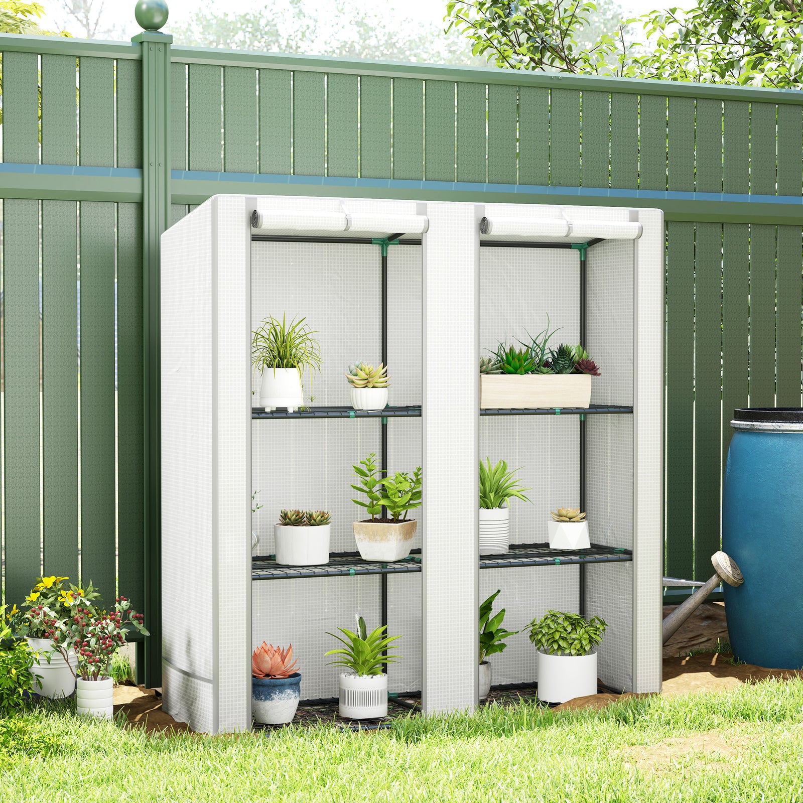 3 Tier Lean-to Mini Greenhouse W/  Hemmed Edging | Gray