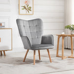 Accent Chair Velvet-touch Tufted Wingback Armchair | One Size | Gray