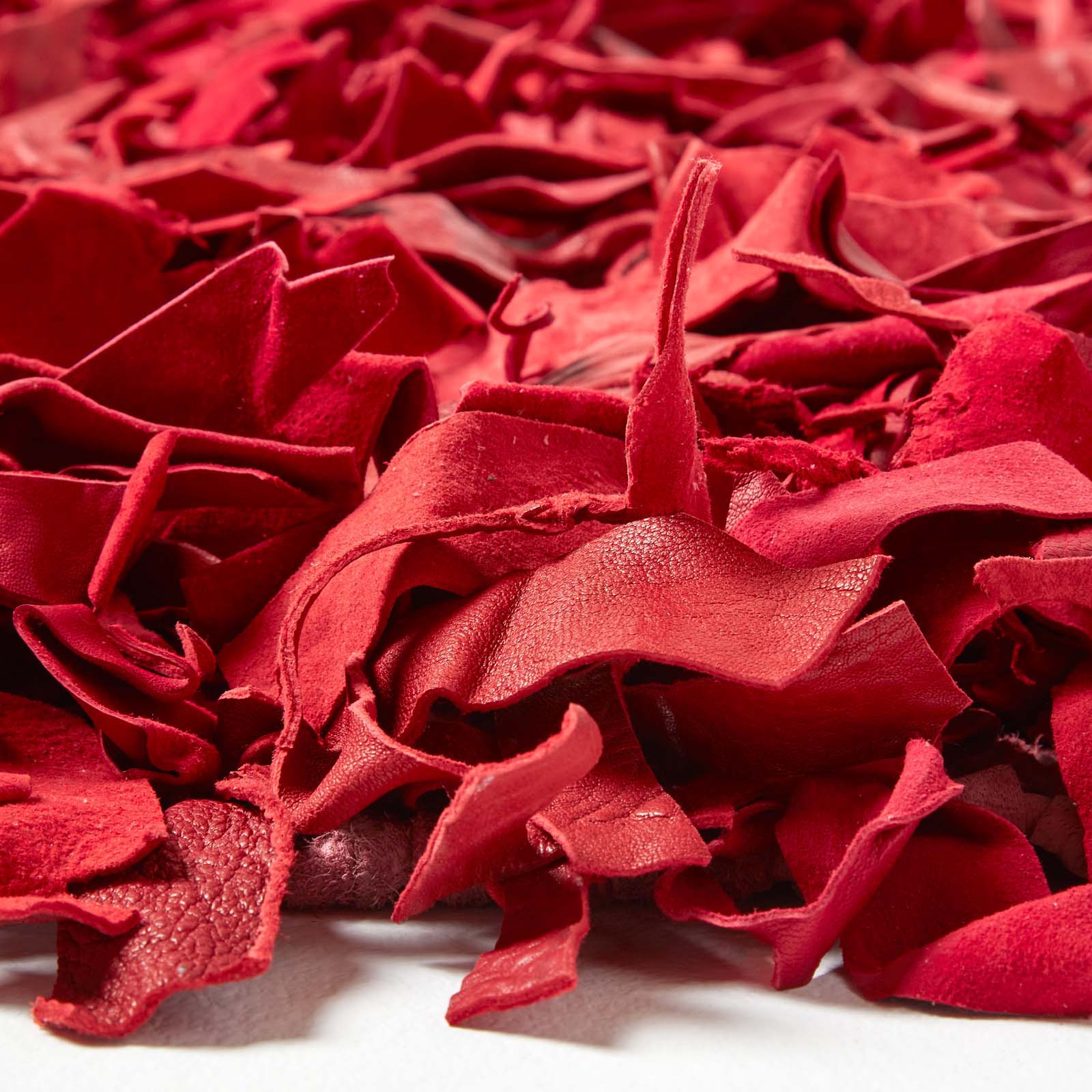 Dallas Leather Shaggy Rug | 120cm x 180cm | Red
