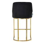 Modern Velvet Upholstered Bar Stools With Metal Legs, Set Of 2 – Contemporary Design, Comfortable Padded Seat, And Anti-slip Base | Black