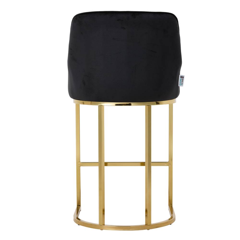 Modern Velvet Upholstered Bar Stools With Metal Legs, Set Of 2 – Contemporary Design, Comfortable Padded Seat, And Anti-slip Base | Black
