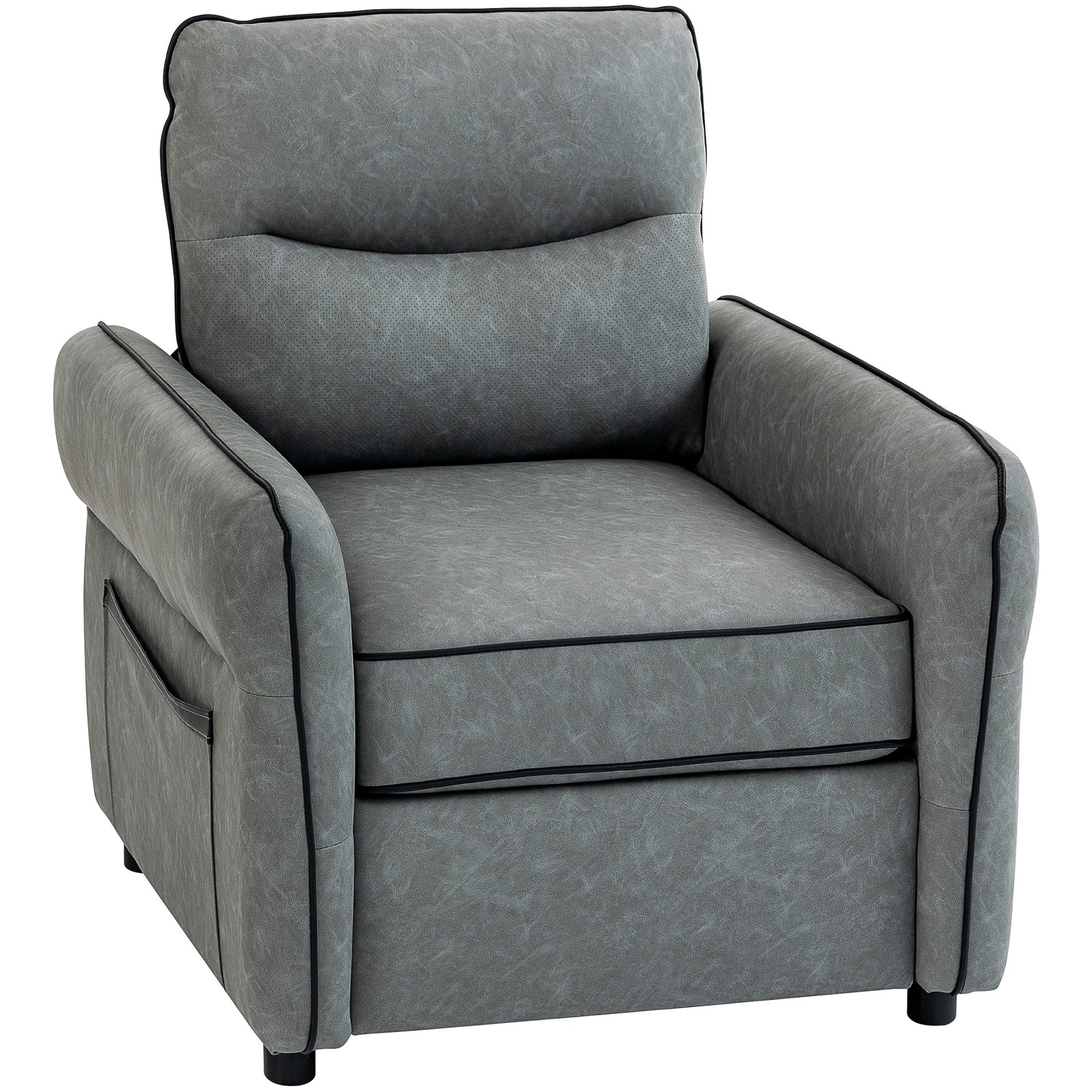 HOMCOM Armchair, Faux Leather Accent Chair With Thicken Cushion
