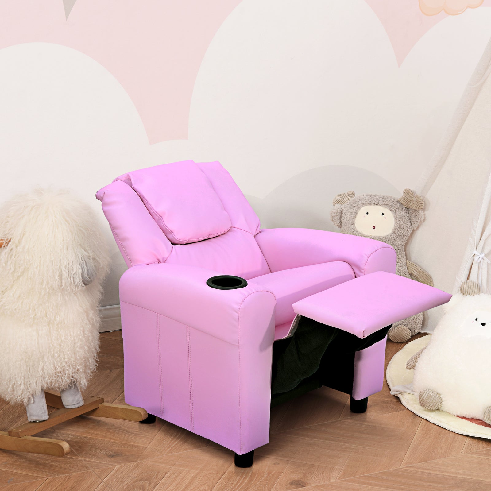 Kids Recliner Armchair Games Chair Children Seat Girls Boys Sofa | Pink
