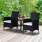 Rattan Bistro Set Garden Chair Table Patio Outdoor | Black