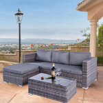 Dunham Grey 4-seater Rattan Sofa Set With Coffee Table For Stylish Outdoor Living | 4 | Grey