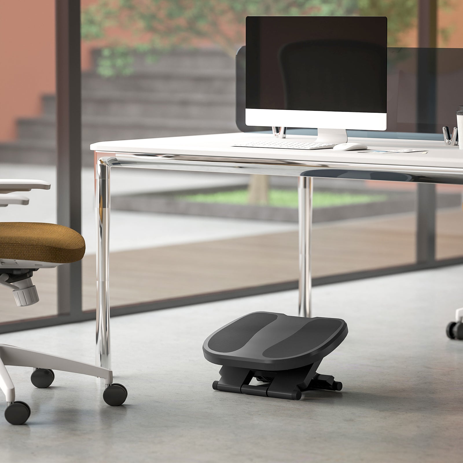 Adjustable Under-desk Footrest Height Angle Tilt Anti-slip, Grey