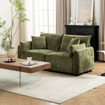 2-seater Chenille Sofa, Modern Upholstered Couch With Deep Cushions, Throw Pillows, Sturdy Wood & Iron Frame | Green