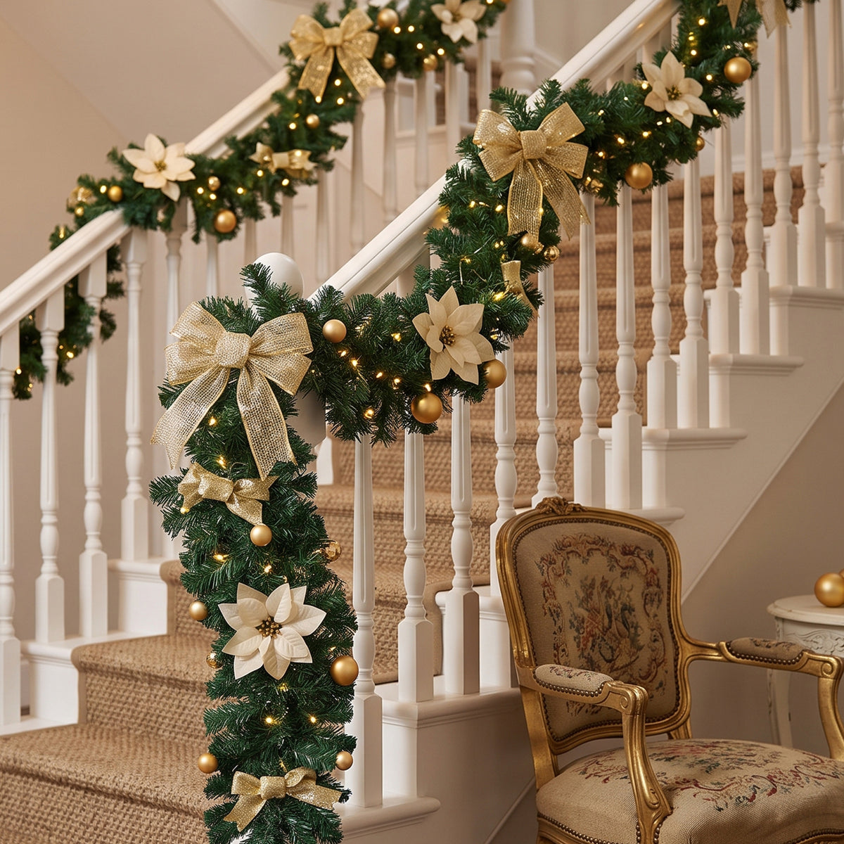 Pre-lit Artificial Christmas Garland | Green & White
