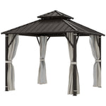 3 X 3(m) Hardtop Gazebo W/ Metal Roof, Netting And Curtains