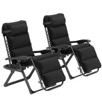 2 Pieces Zero Gravity Chairs, Reclining Folding Sun Lounger | Black