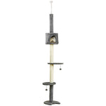 Cat Tree, Kitten Play Tower W/ Solid Scratching Post, Light Grey