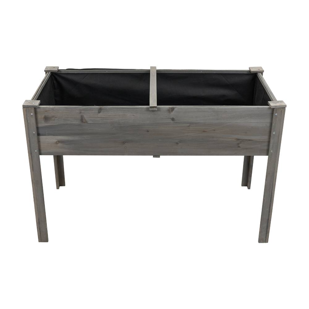 Raised Garden Bed With Optional Non-woven Liner, Fir Wood Elevated Planter Box With Drainage Holes | Grey