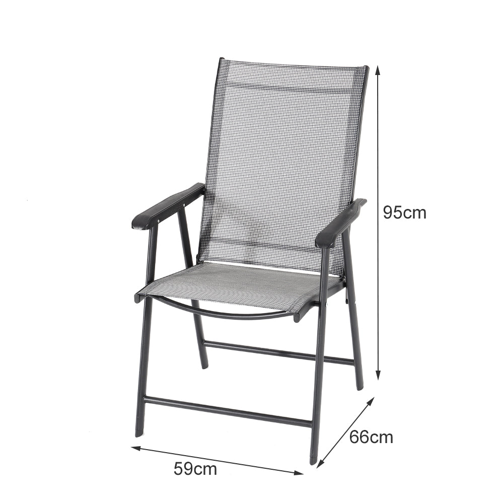 7 Pcs Garden Dining Set Tempered Glass Garden Table With Foldable Chairs