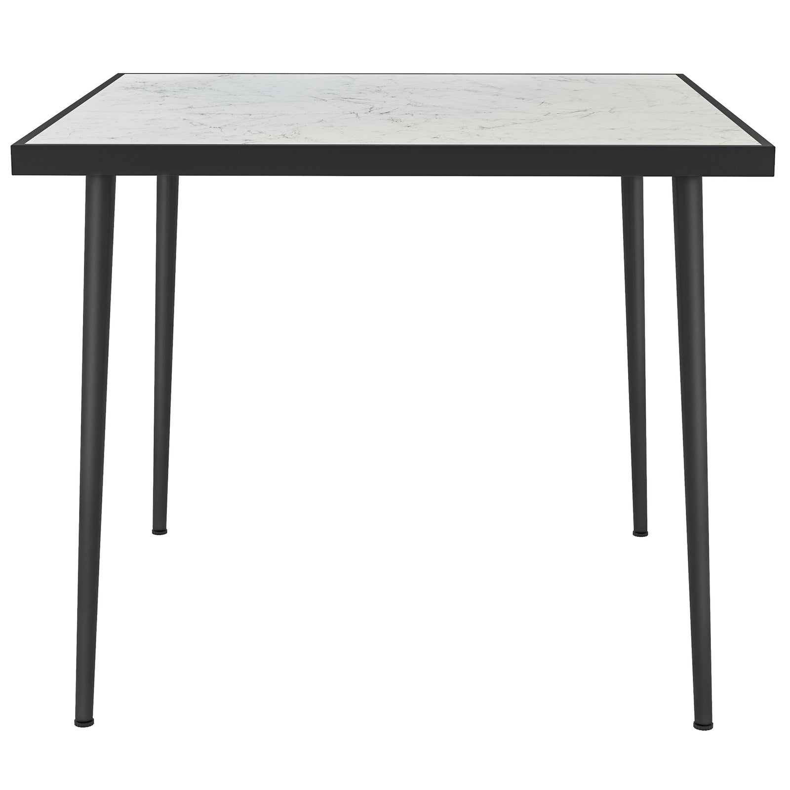 Square Outdoor Dining Table, Marble Effect Top | White