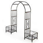 Metal Garden Arch With Planter, Ornamental Walkway Grey