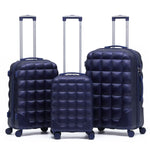 Set Of 3 Hard Case Bubble Design Check-in Size Suitcases Hold Luggage - Overhead Cabin Bag With Medium & Large Check-in 20kg+ Hold Suitcase | Set of 3 | Navy Blue