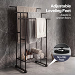Towel Rail Metal Rack With Basket 3-tier Storage Anti-slip Foot Black | Black