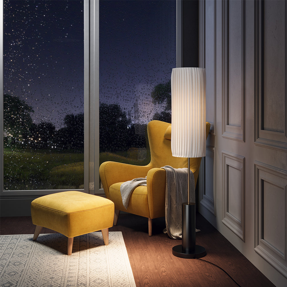 127cm Height E27 1-light Fabric Lampshade Floor Lamp With Foot Switch