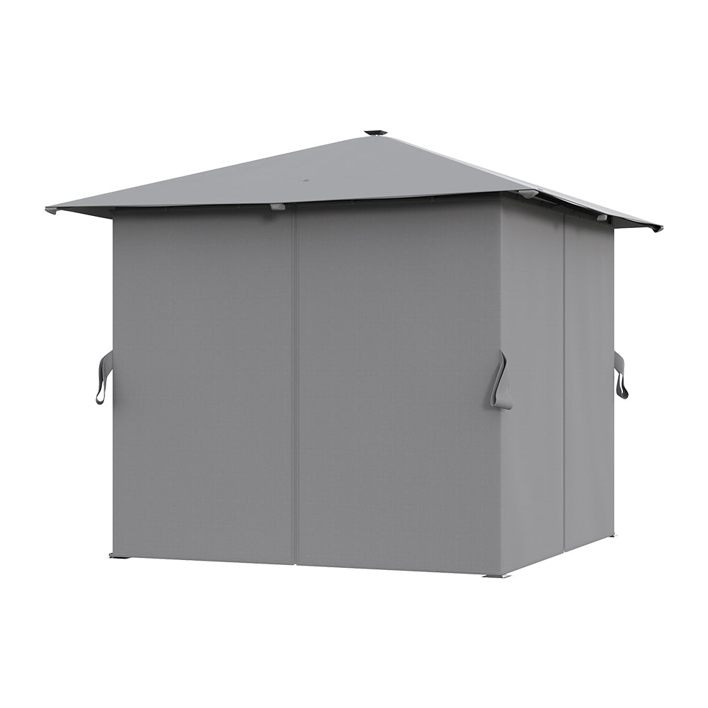 3m X 3m Outdoor Metal Gazebo With Pa-coated Canopy, Solar Led Lights & Remote