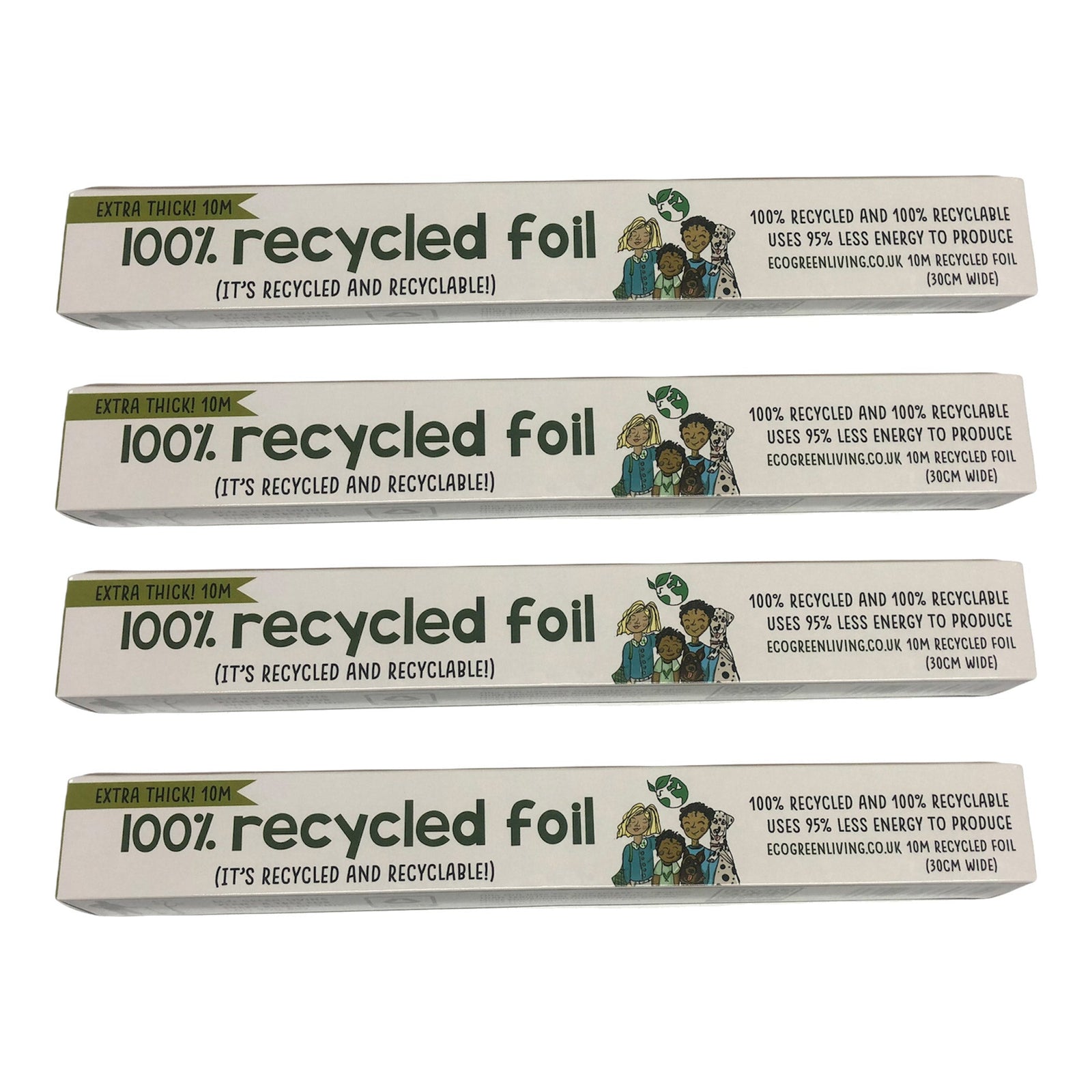 100% Recycled Aluminium Foil - 30cm X 10m | Set-of-4 | Silver