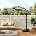 3m Banana Cantilever Patio Umbrella With 32 Solar-powered Led Lights, Crank Opening System, Fillable Base With Wheels | One Size | Beige