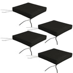 Set Of 4 Outdoor Seat Cushion With Ties, For Patio Furniture | Black