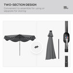 Solar Garden Parasol W/ Led, Tilt | Dark Gray